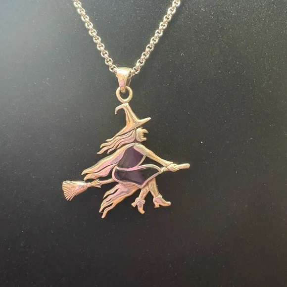 Witch On A Broomstick Pendant - Picture 1 of 6